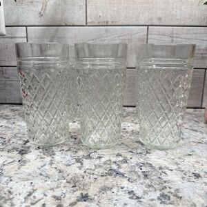 6 Vtg Anchor Hocking 60's Diamond Quilted Drinking Iced Tea Glasses Tumblers 6"